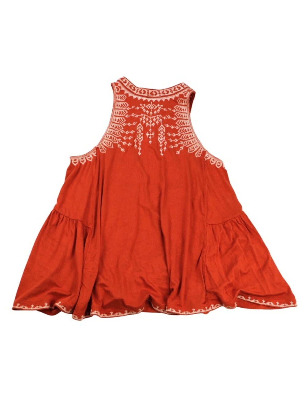THML Embroidered Boho Halter Top Rust Orange XS Boutique
